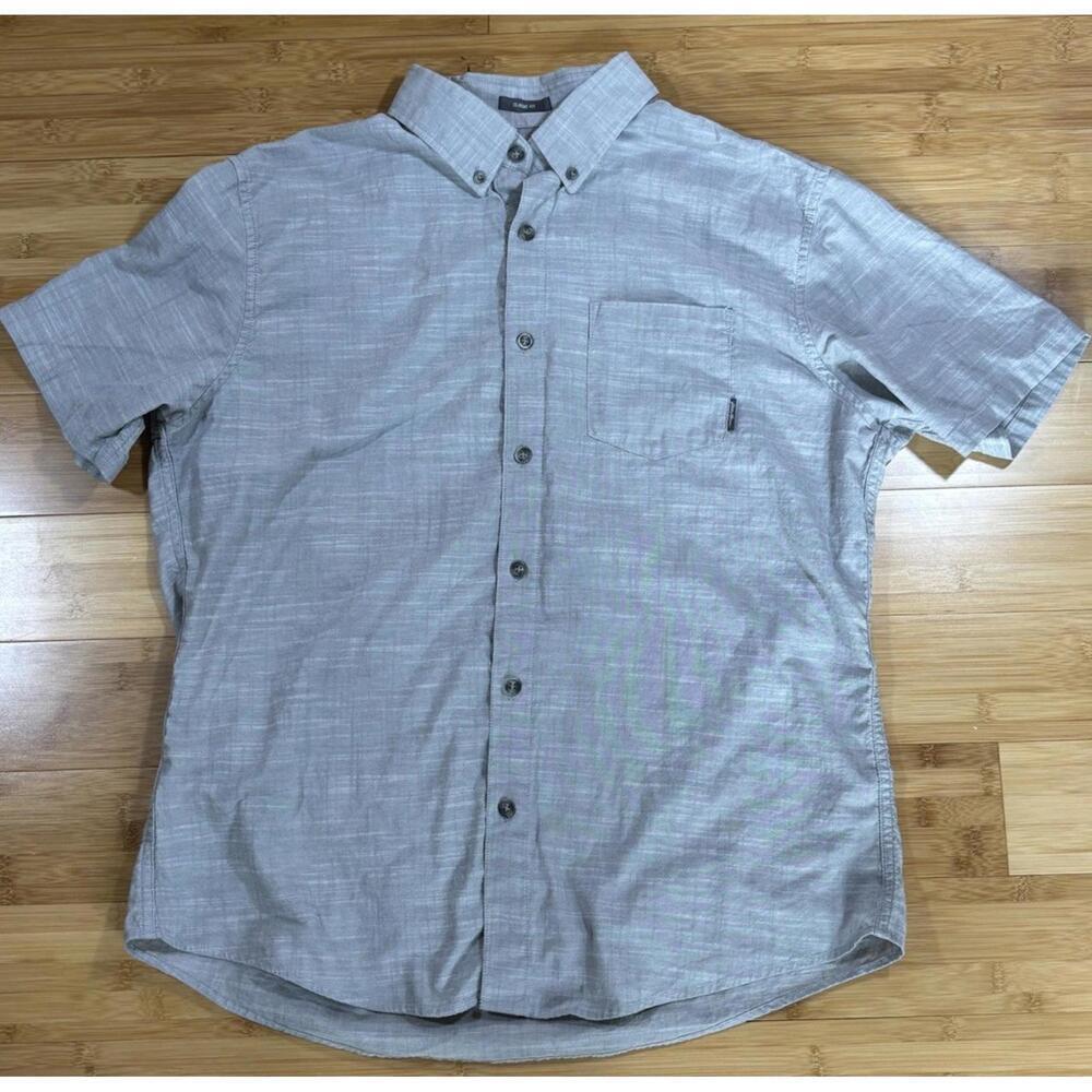 Eddie Bauer Men’s L Gray Button-Up Shirt Classic Fit Short Sleeve Casual